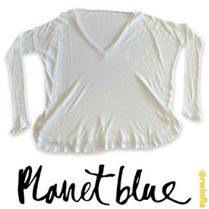 Long Sleeve Rib Knit Top OS White NWOT